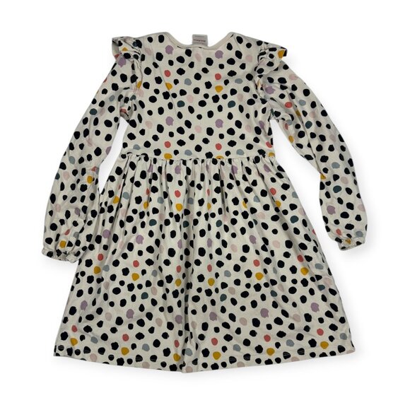 Hanna Andersson Ruffle Shoulder Sleeve Dress Polka Dot Spots - Picture 2 of 5